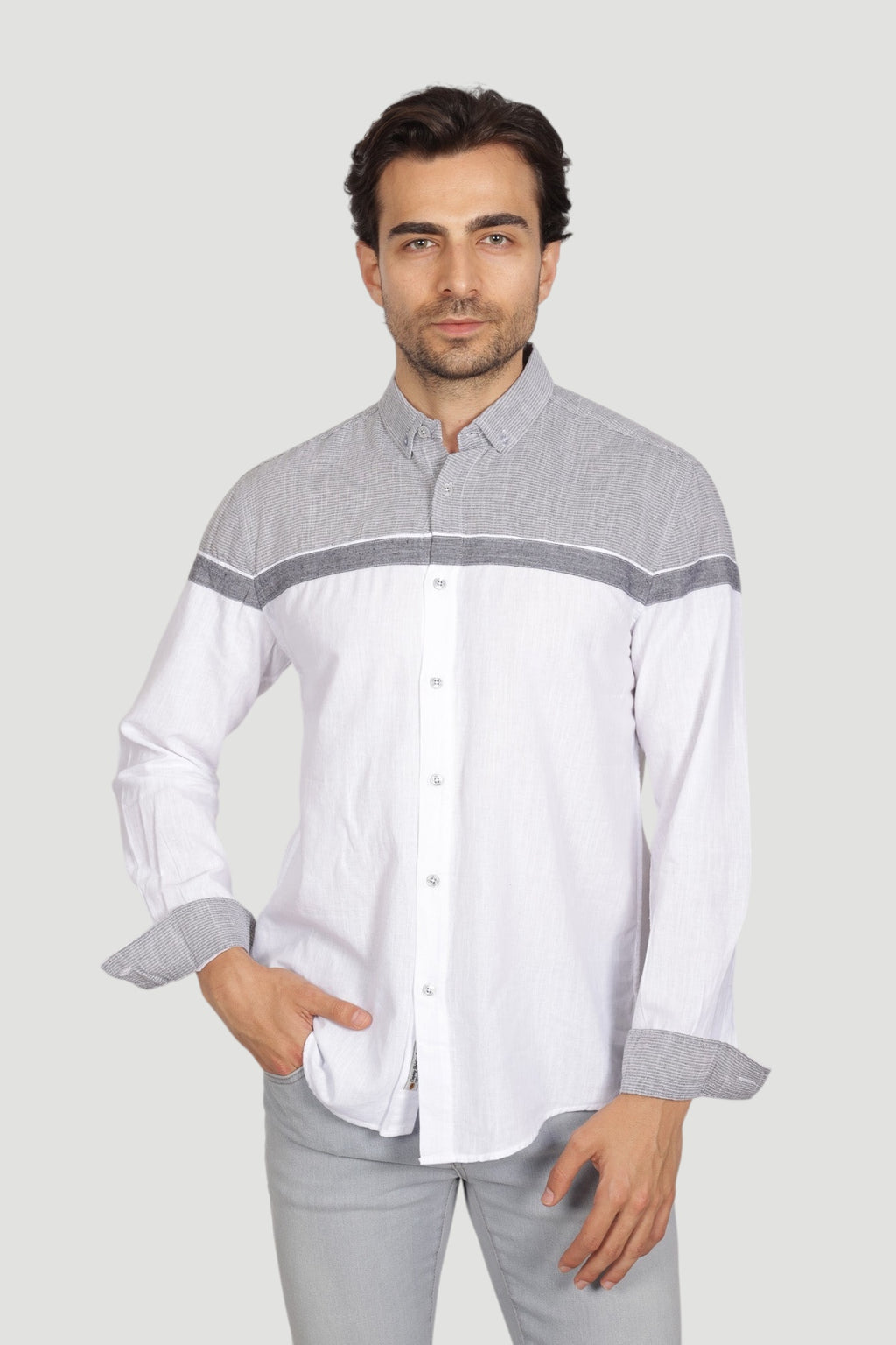 Cosplay Erkek Slim Fit %100 Pamuk Göğüs Panelli Gömlek - Mevsimlik Modern Kesim Cosplay