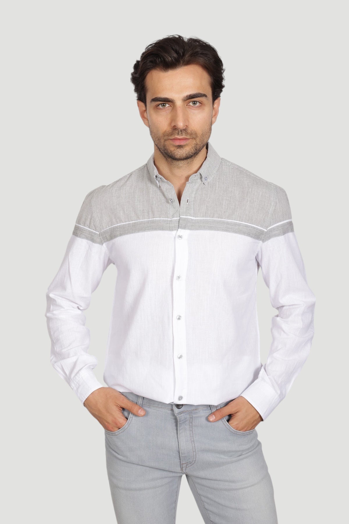 Cosplay Erkek Slim Fit %100 Pamuk Göğüs Panelli Gömlek - Mevsimlik Modern Kesim Cosplay