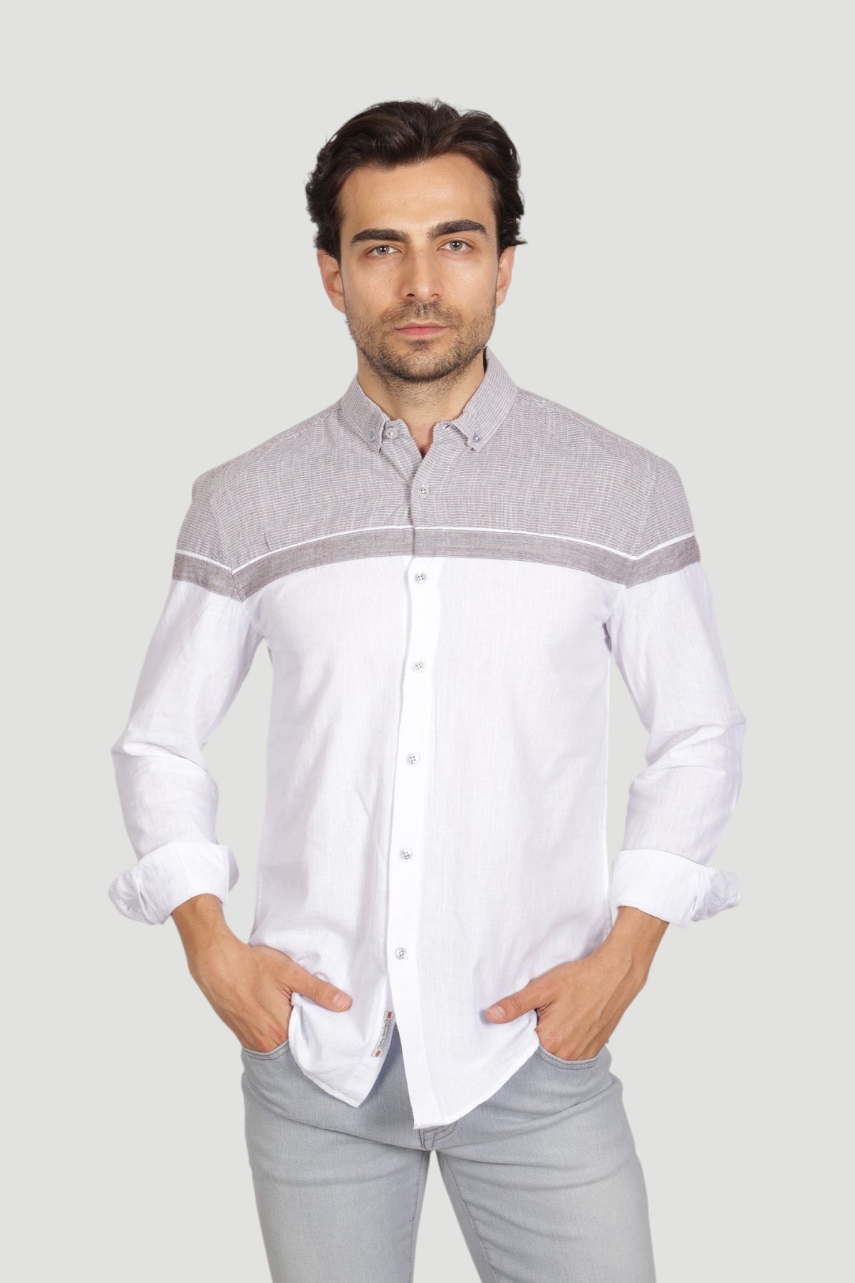 Cosplay Erkek Slim Fit %100 Pamuk Göğüs Panelli Gömlek - Mevsimlik Modern Kesim Cosplay