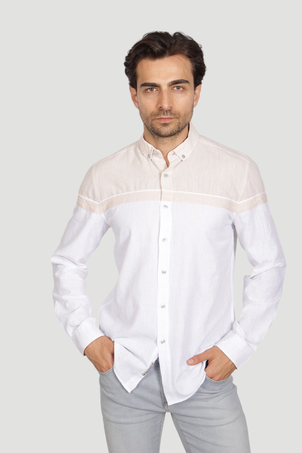 Cosplay Erkek Slim Fit %100 Pamuk Göğüs Panelli Gömlek - Mevsimlik Modern Kesim Cosplay