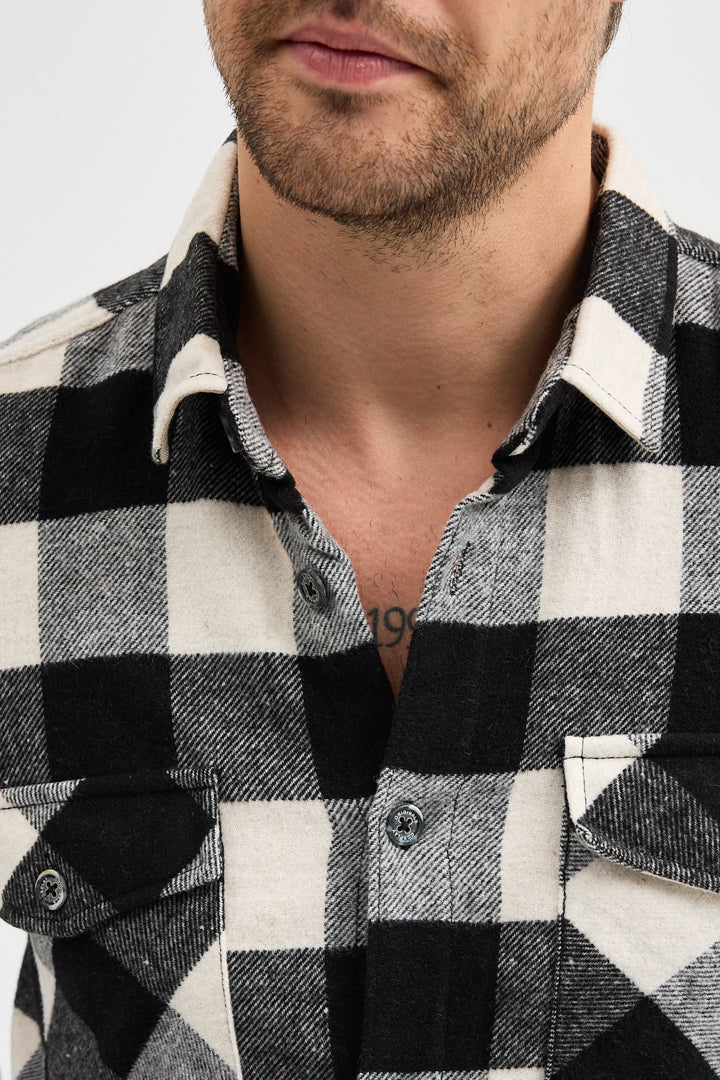 Cosplay Erkek Rahat Kesim Ekose Oduncu Flanel Gömlek - Kalın %100 Pamuk Çift Cep Kışlık