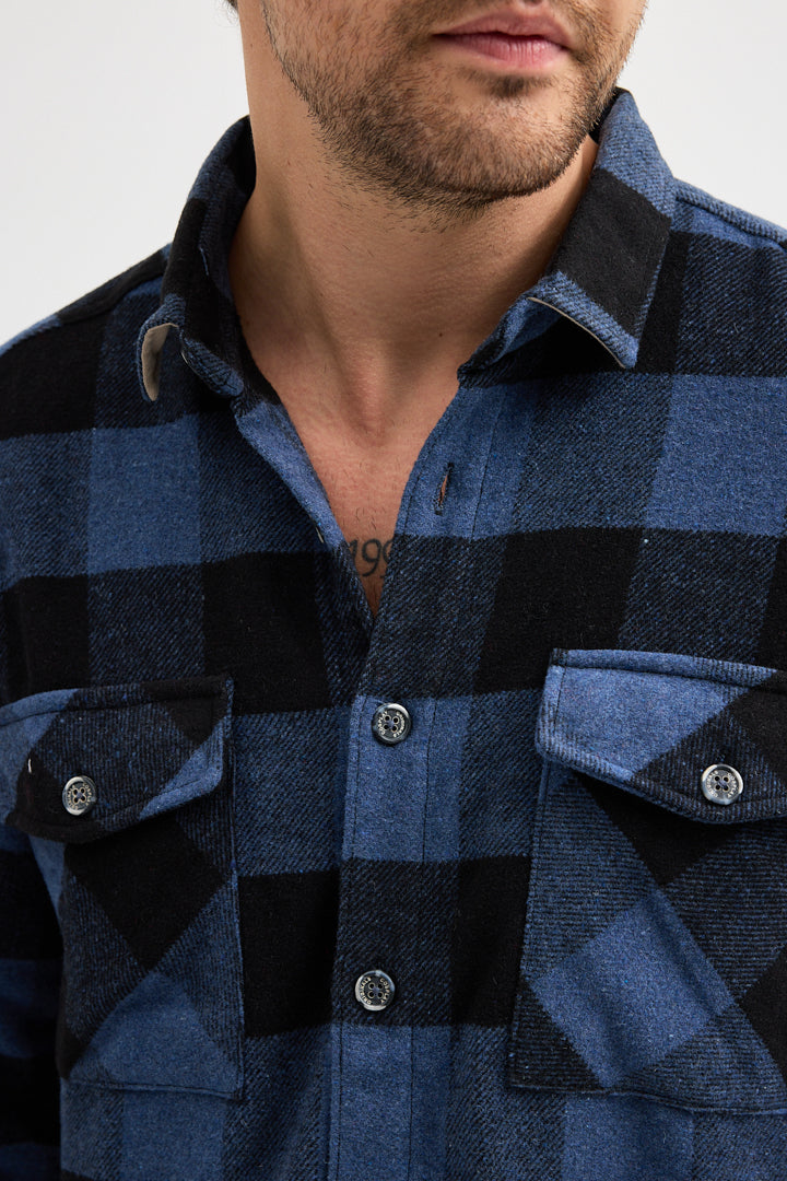 Cosplay Erkek Rahat Kesim Ekose Oduncu Flanel Gömlek - Kalın %100 Pamuk Çift Cep Kışlık