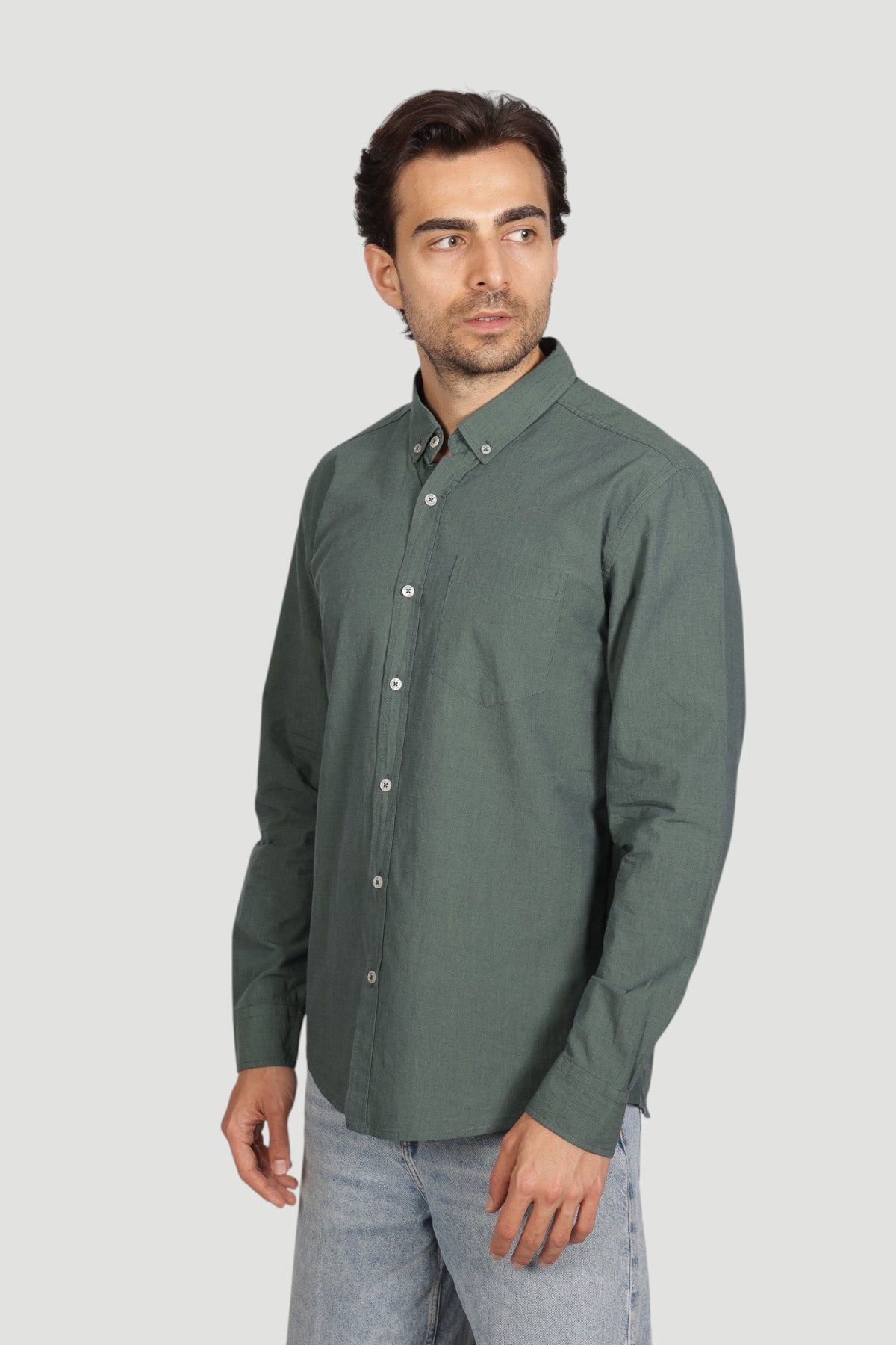 Cosplay Erkek İndigo %100 Pamuk Tek Cep Filafil Gömlek Cosplay