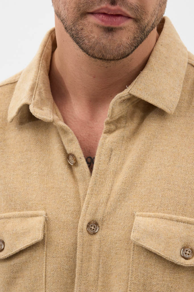 Erkek Rahat Kesim Spor Yaka Oduncu Flanel Çift Cep Kapaklı Kışlık Gömlek