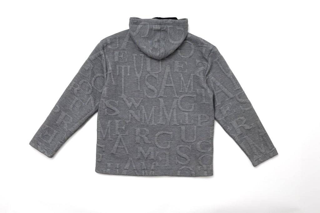 Steppe Rider Erkek Oversize Kalın Örme Fermuarlı Kapüşonlu Harf Desenli Örme Ceket Overshirt