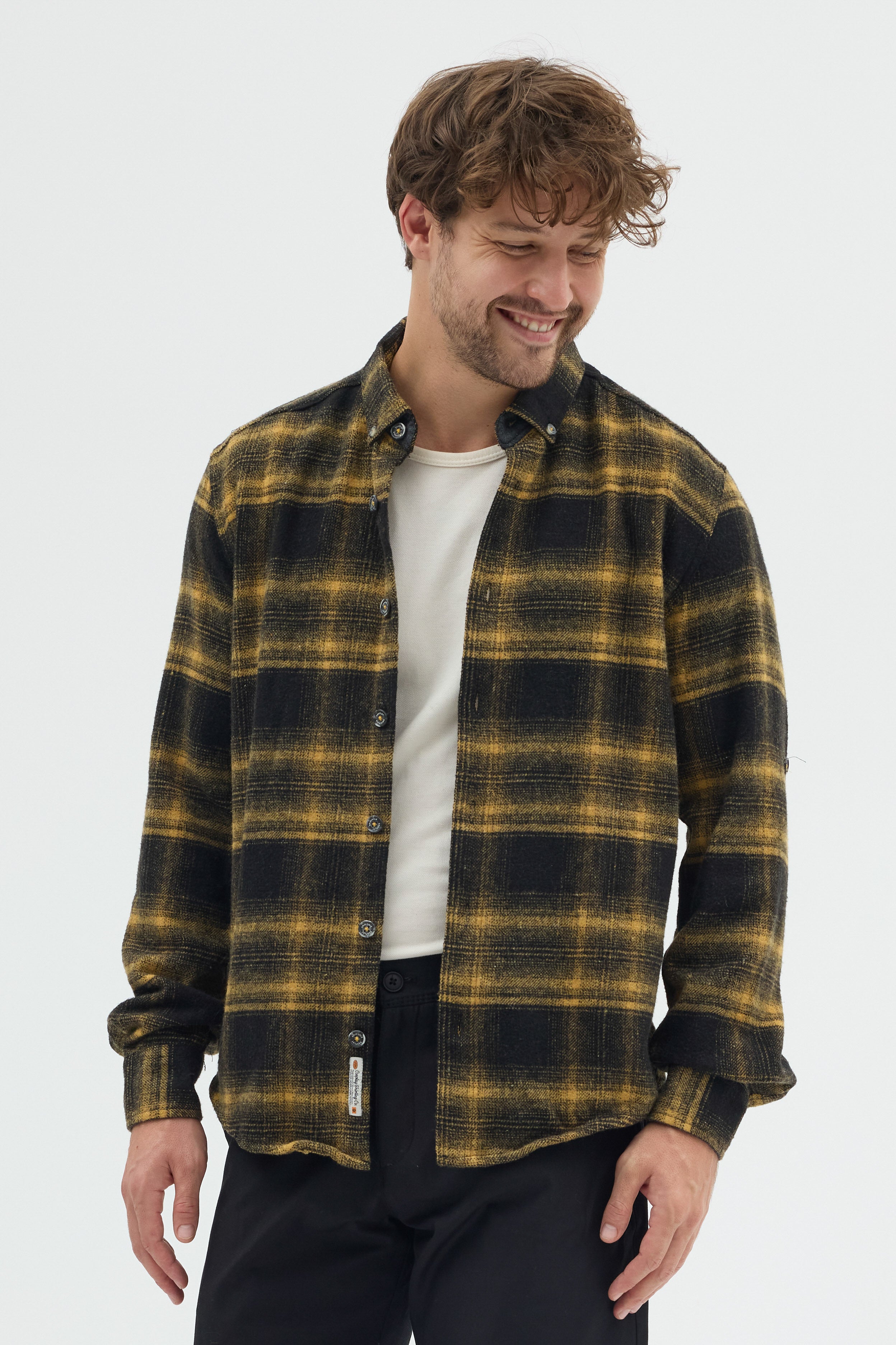 Cosplay Erkek Ekoseli Flanel Oduncu Gömlek - Cepsiz, Kalın Kışlık Uzun Kollu Gömlek