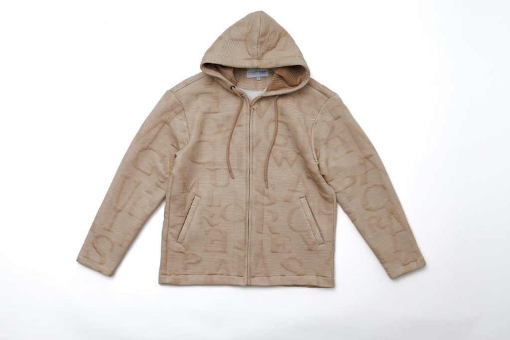 Steppe Rider Erkek Oversize Kalın Örme Fermuarlı Kapüşonlu Harf Desenli Örme Ceket Overshirt