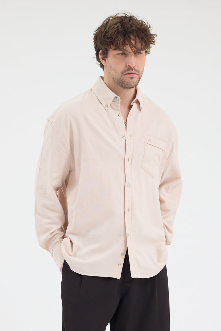 Cosplay Erkek Bambu Şamre Relax Fit Rahat Kesim Tek Cepli Uzun Kol Gömlek Cosplay