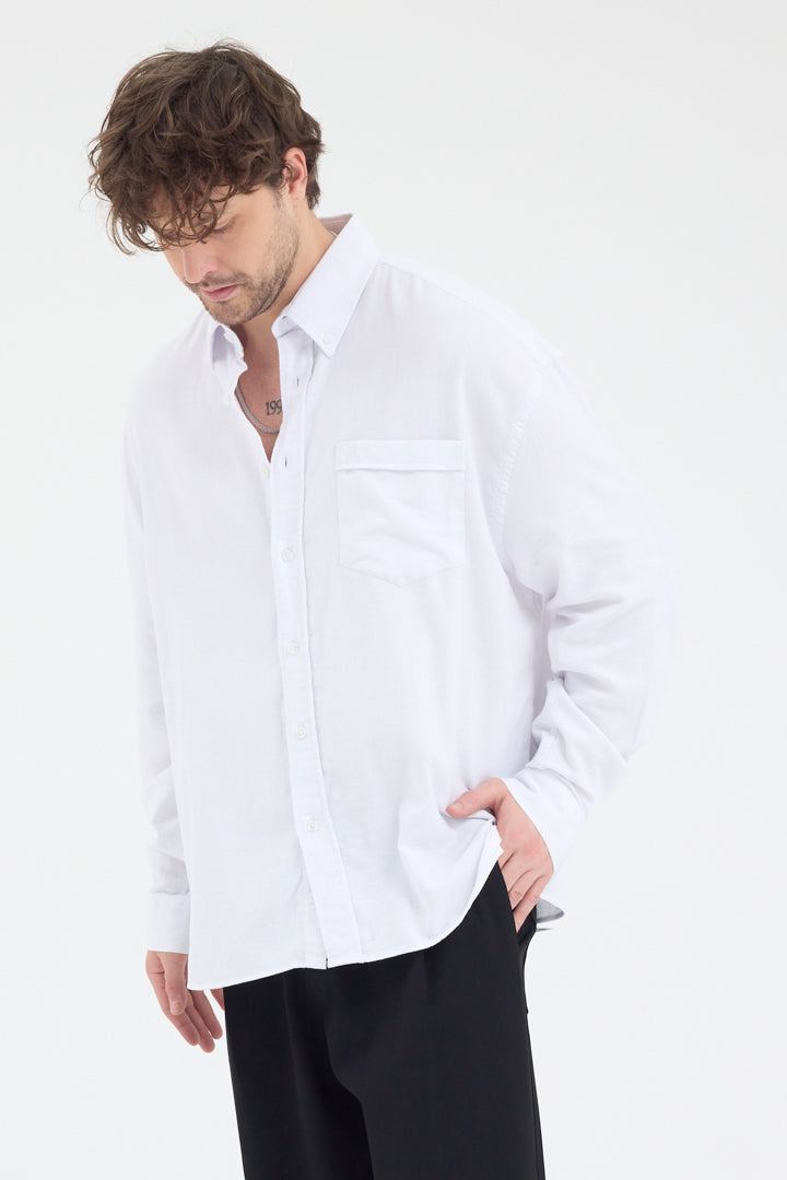 Cosplay Erkek Bambu Şamre Relax Fit Rahat Kesim Tek Cepli Uzun Kol Gömlek Cosplay