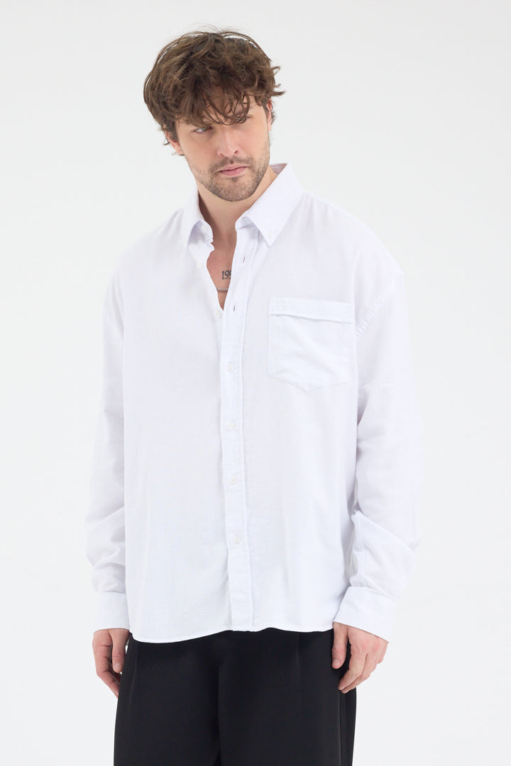 Cosplay Erkek Bambu Şamre Relax Fit Rahat Kesim Tek Cepli Uzun Kol Gömlek Cosplay