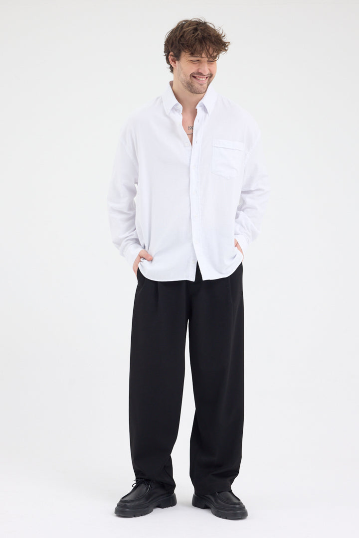 Cosplay Erkek Bambu Şamre Relax Fit Rahat Kesim Tek Cepli Uzun Kol Gömlek Cosplay