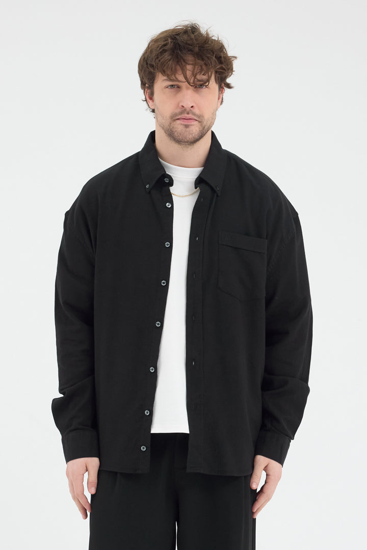 Cosplay Erkek Bambu Şamre Relax Fit Rahat Kesim Tek Cepli Uzun Kol Gömlek Cosplay