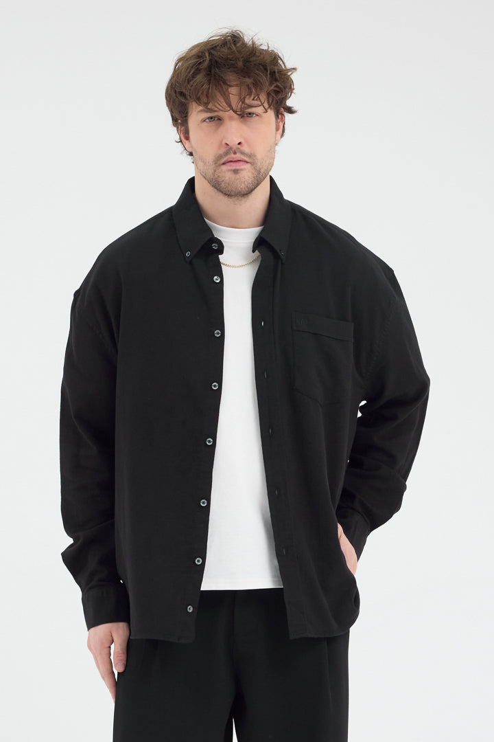 Cosplay Erkek Bambu Şamre Relax Fit Rahat Kesim Tek Cepli Uzun Kol Gömlek Cosplay