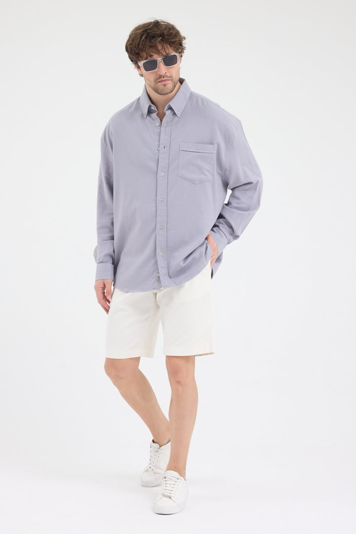 Cosplay Erkek Bambu Şamre Relax Fit Rahat Kesim Tek Cepli Uzun Kol Gömlek Cosplay