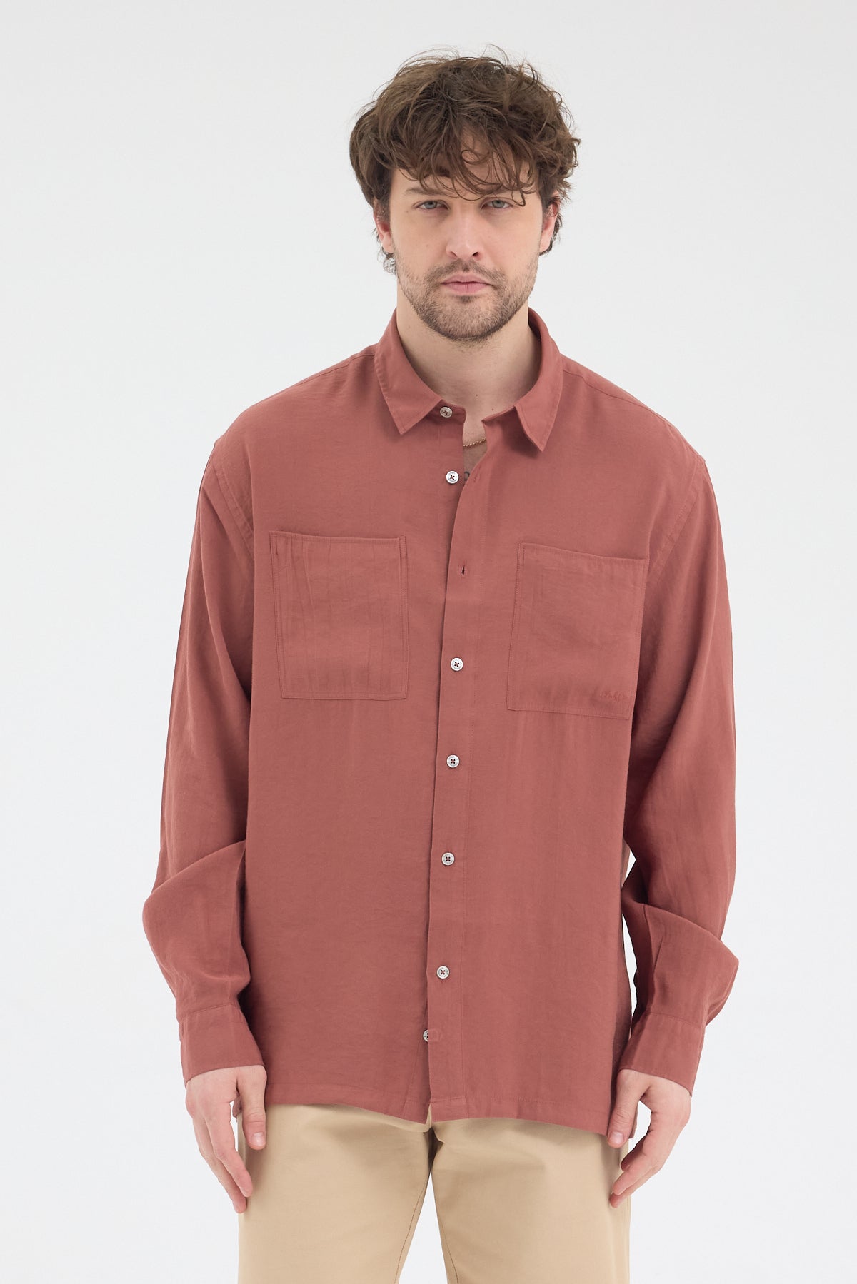 Cosplay Erkek %100 Pamuk Modal Çift Cep Relax Fit Rahat Kesim Uzun Kol Gömlek Cosplay