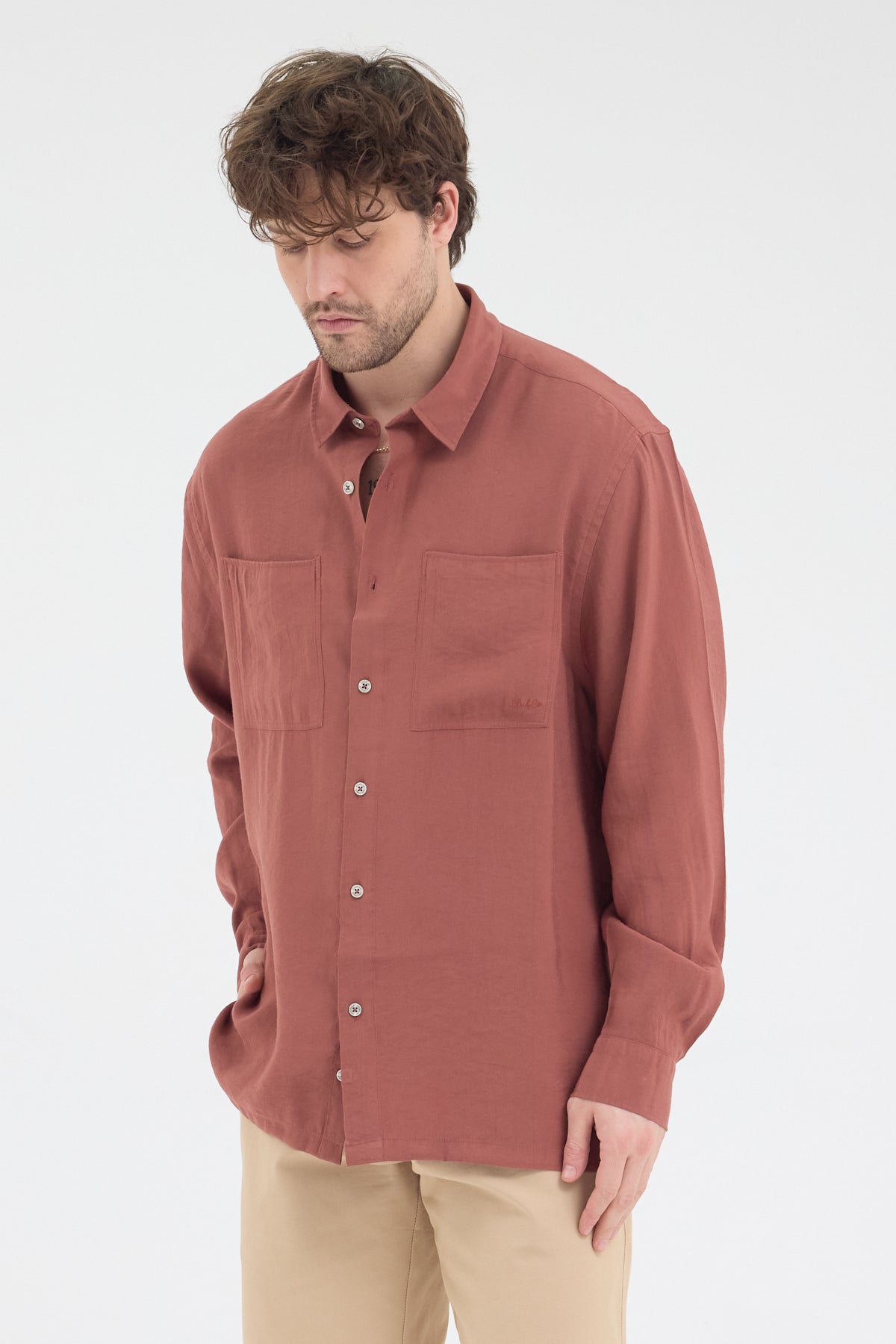 Cosplay Erkek %100 Pamuk Modal Çift Cep Relax Fit Rahat Kesim Uzun Kol Gömlek Cosplay