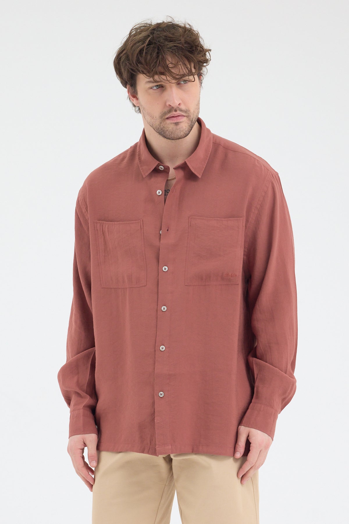 Cosplay Erkek %100 Pamuk Modal Çift Cep Relax Fit Rahat Kesim Uzun Kol Gömlek Cosplay