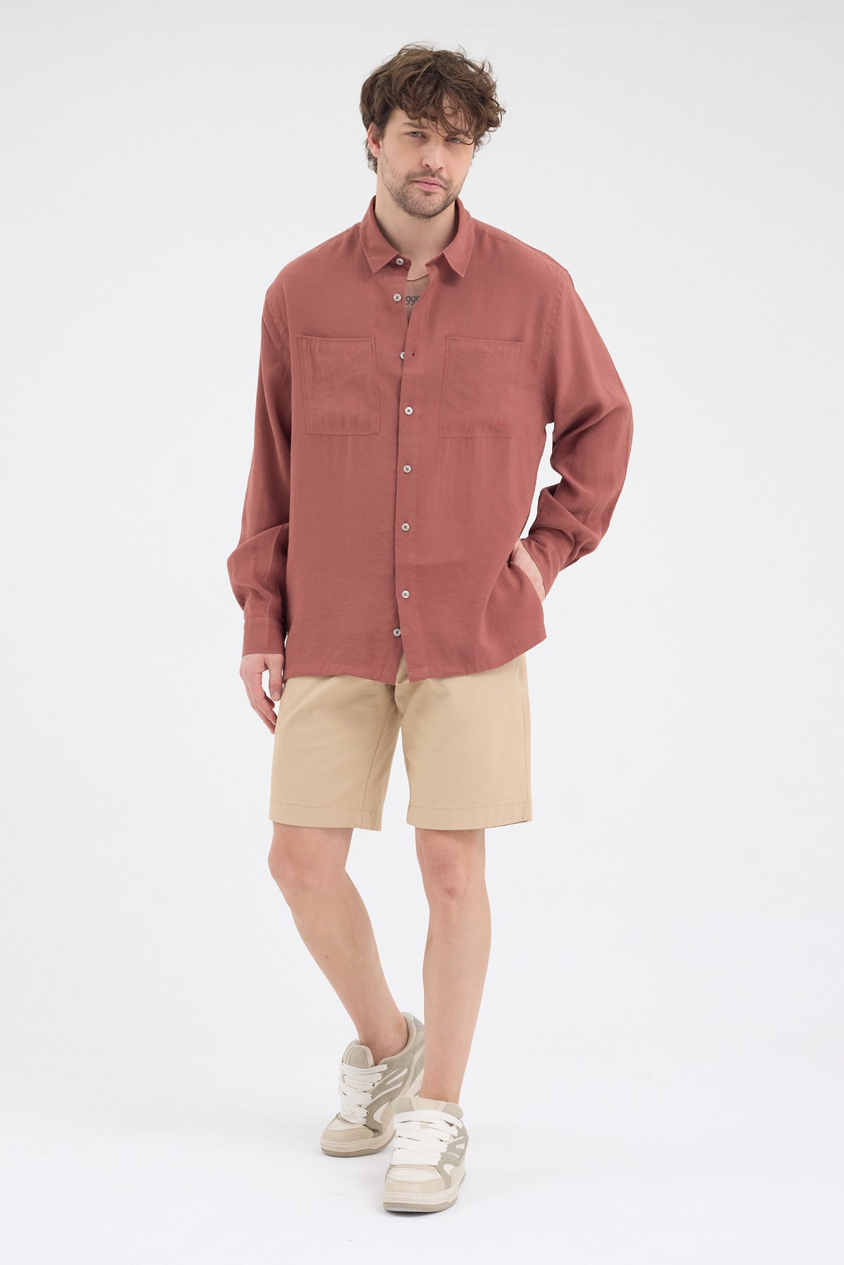 Cosplay Erkek %100 Pamuk Modal Çift Cep Relax Fit Rahat Kesim Uzun Kol Gömlek Cosplay