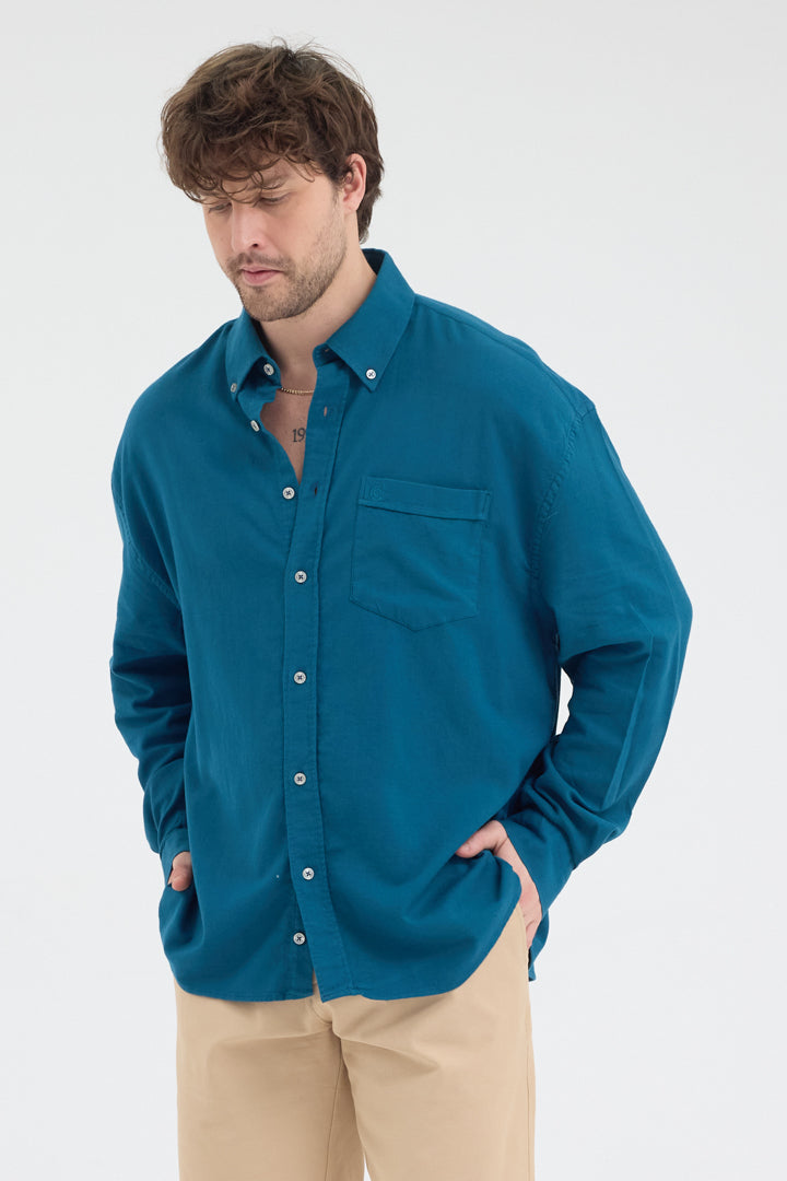 Cosplay Erkek Bambu Şamre Relax Fit Rahat Kesim Tek Cepli Uzun Kol Gömlek Cosplay