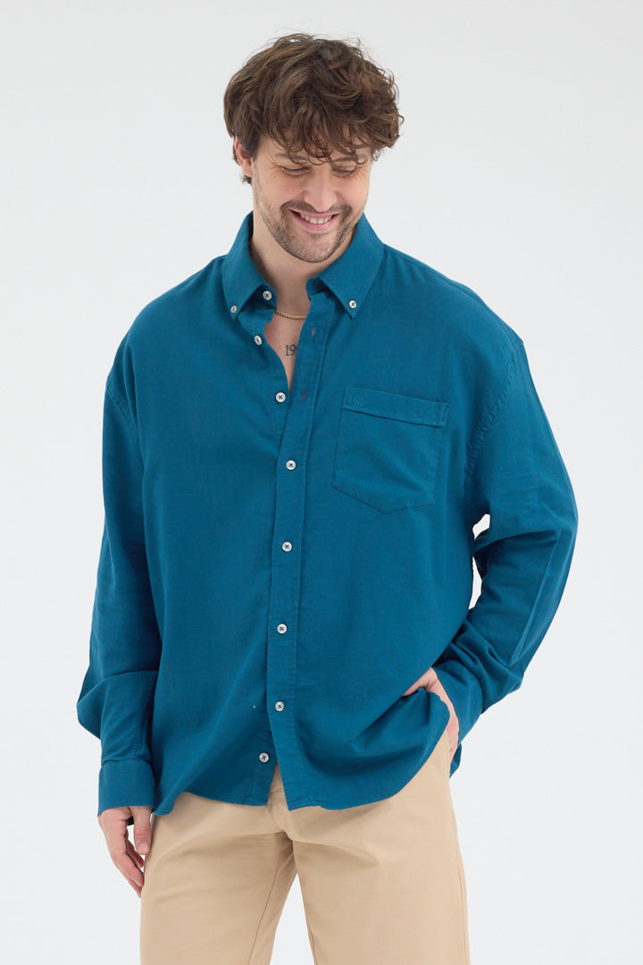 Cosplay Erkek Bambu Şamre Relax Fit Rahat Kesim Tek Cepli Uzun Kol Gömlek Cosplay