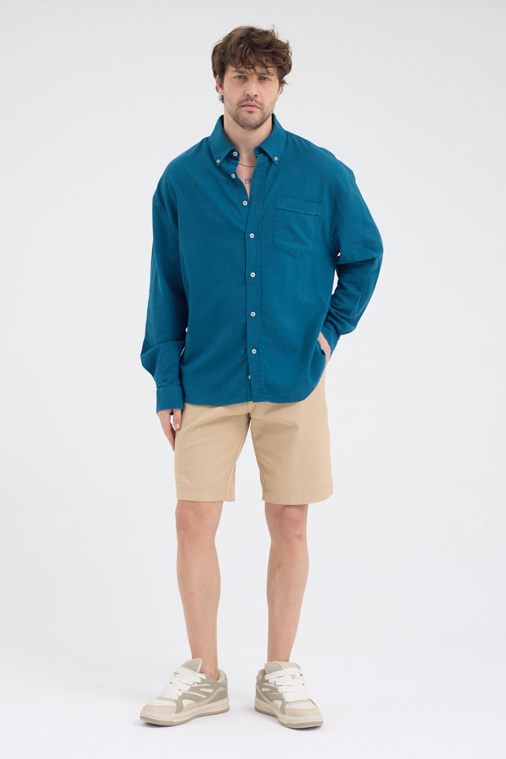 Cosplay Erkek Bambu Şamre Relax Fit Rahat Kesim Tek Cepli Uzun Kol Gömlek Cosplay