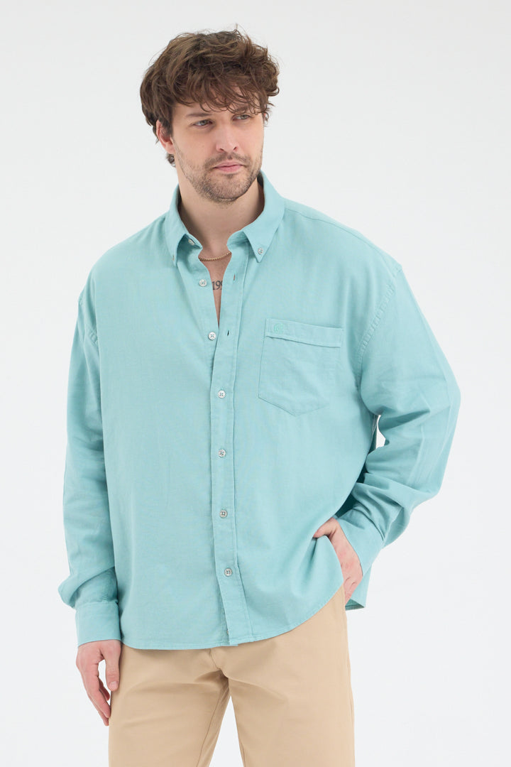 Cosplay Erkek Bambu Şamre Relax Fit Rahat Kesim Tek Cepli Uzun Kol Gömlek Cosplay