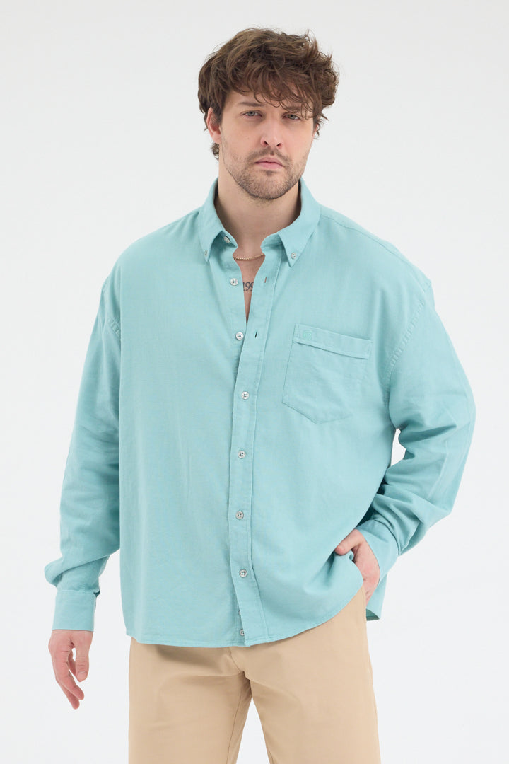 Cosplay Erkek Bambu Şamre Relax Fit Rahat Kesim Tek Cepli Uzun Kol Gömlek Cosplay