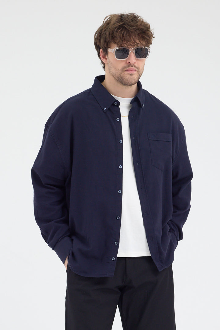 Cosplay Erkek Bambu Şamre Relax Fit Rahat Kesim Tek Cepli Uzun Kol Gömlek Cosplay