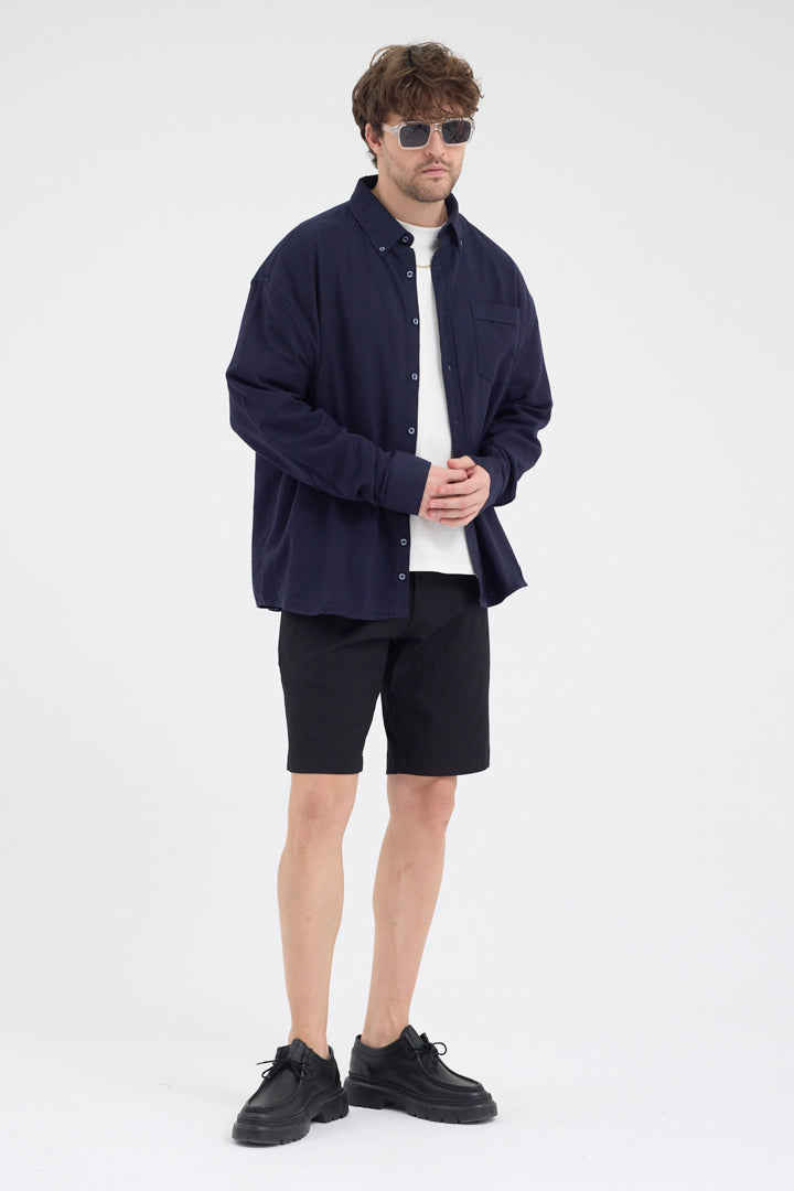 Cosplay Erkek Bambu Şamre Relax Fit Rahat Kesim Tek Cepli Uzun Kol Gömlek Cosplay