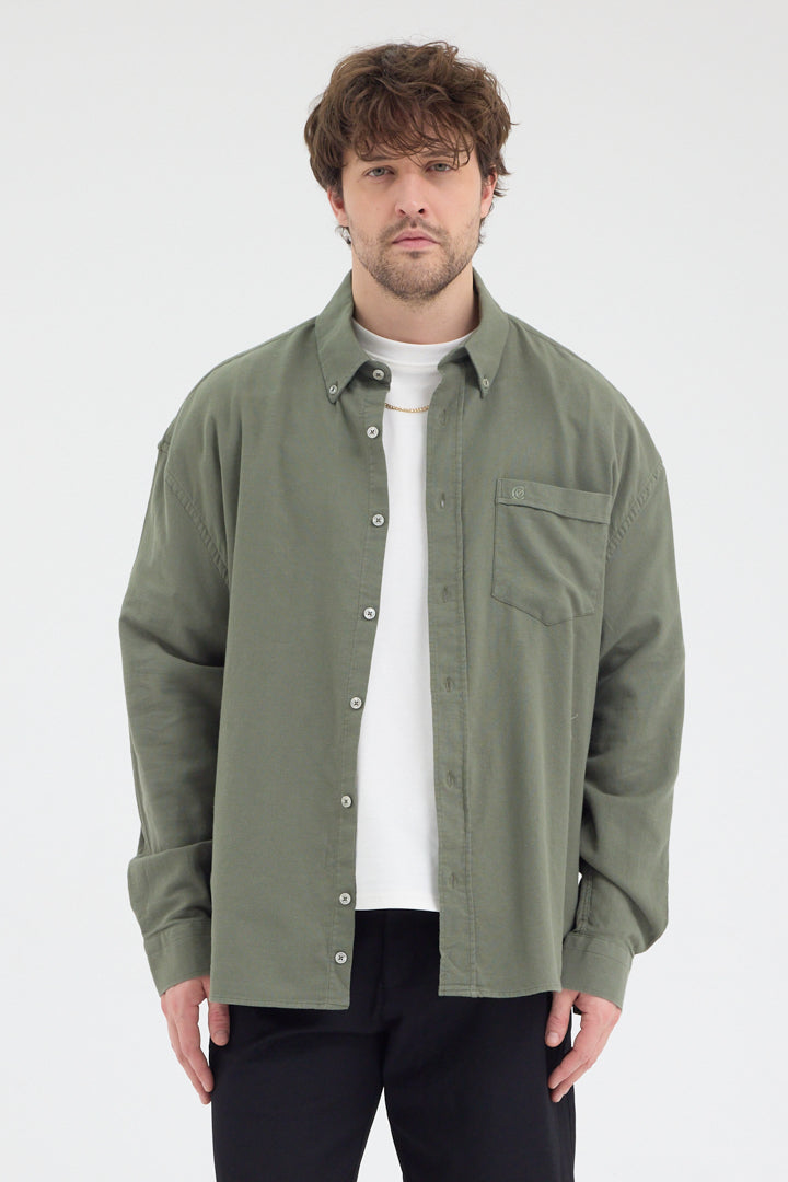 Cosplay Erkek Bambu Şamre Relax Fit Rahat Kesim Tek Cepli Uzun Kol Gömlek Cosplay