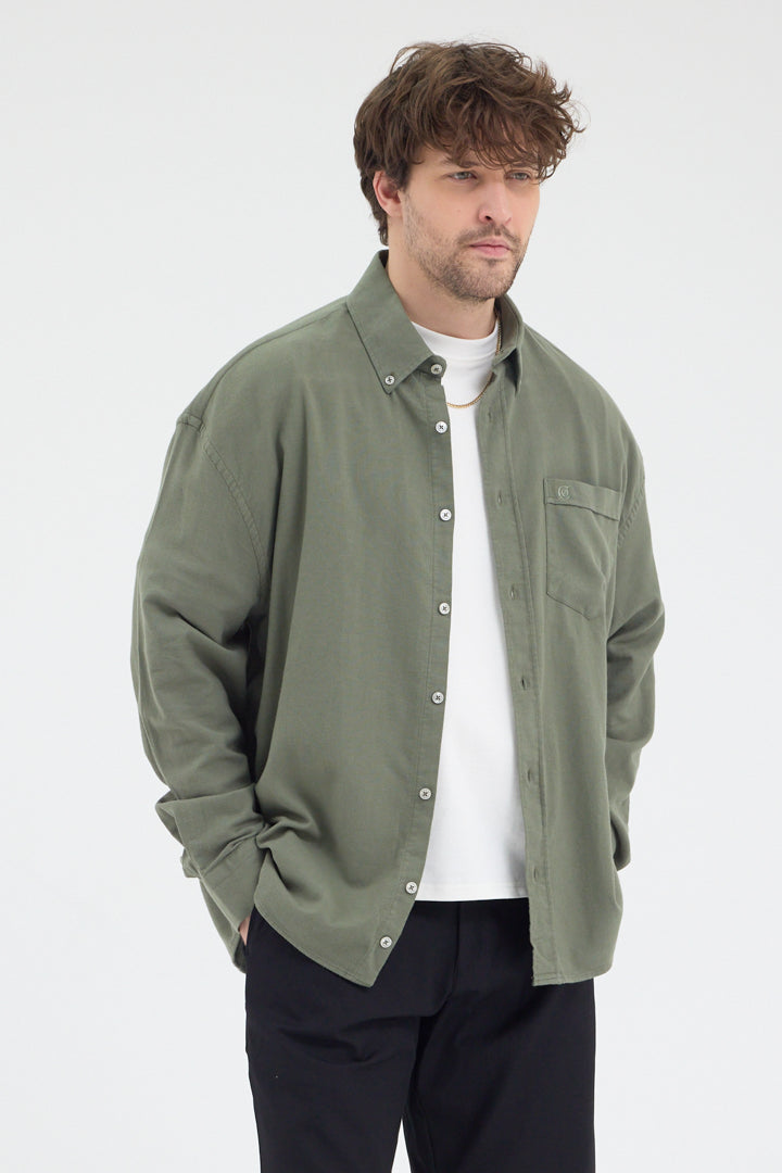 Cosplay Erkek Bambu Şamre Relax Fit Rahat Kesim Tek Cepli Uzun Kol Gömlek Cosplay