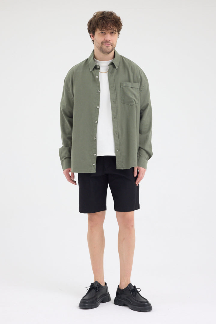 Cosplay Erkek Bambu Şamre Relax Fit Rahat Kesim Tek Cepli Uzun Kol Gömlek Cosplay