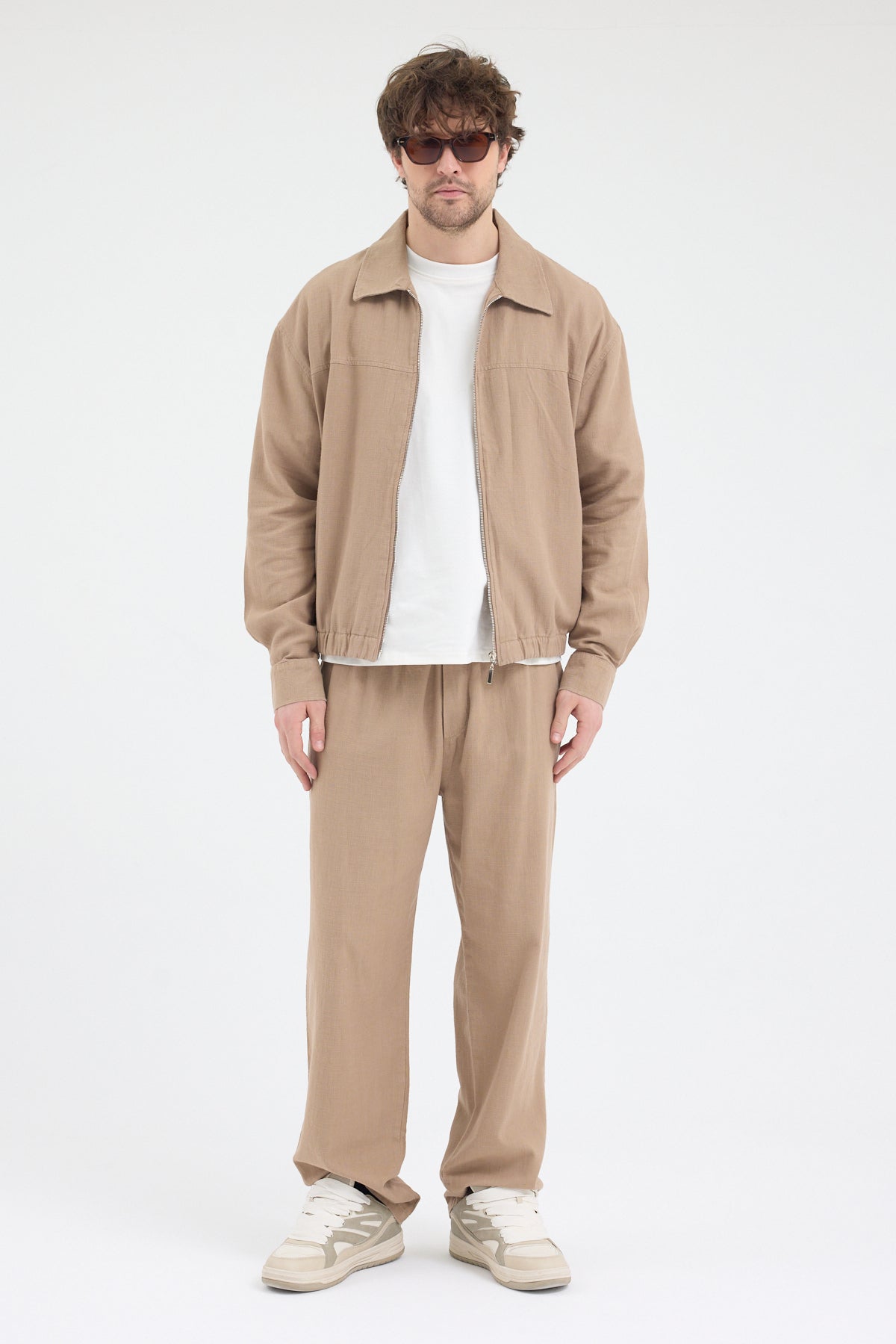 Erkek Lacivert %100 Pamuk Fermuarlı İnce Ceket Relax Fit Rahat Kesim Cosplay