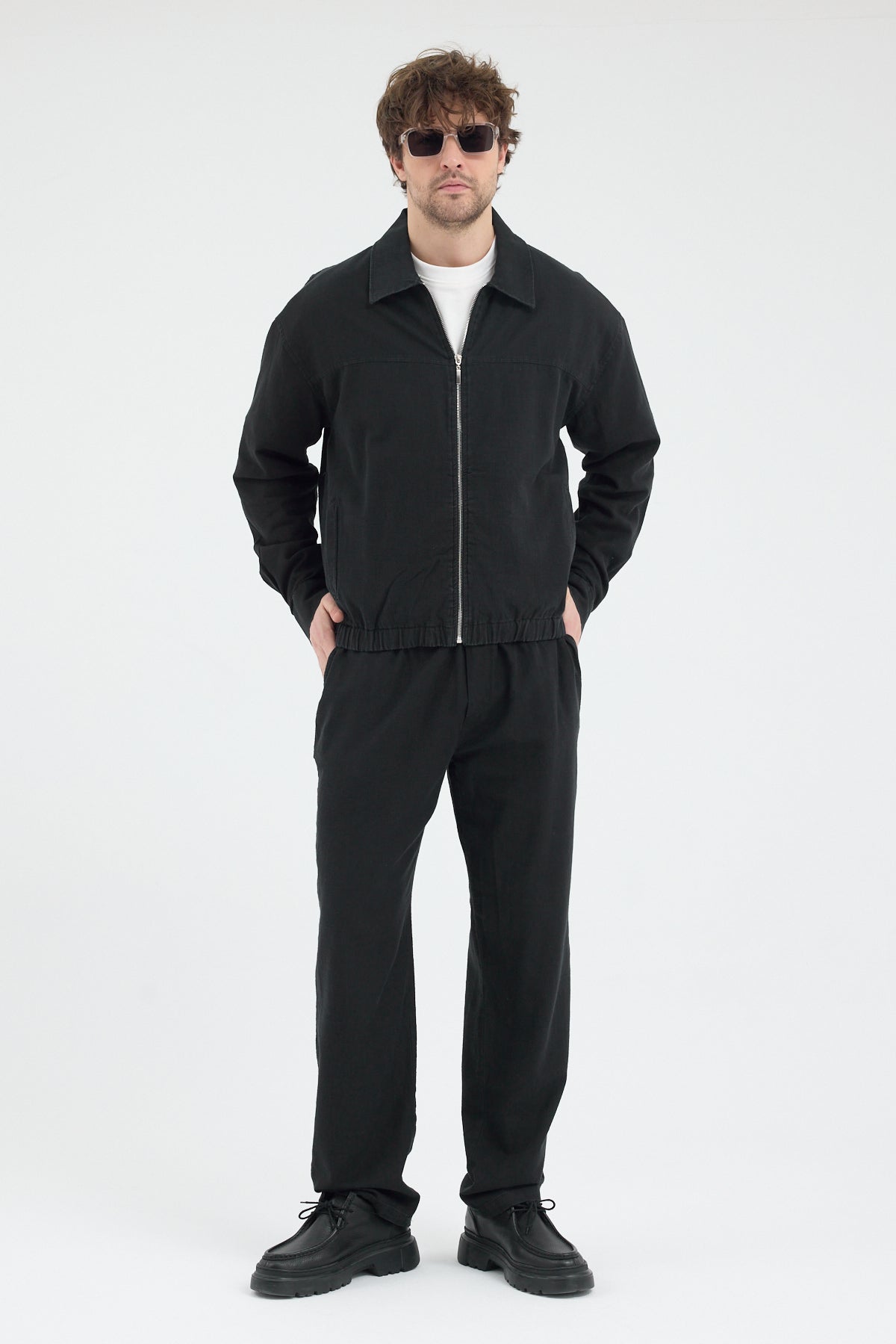 Cosplay %100 Pamuk Yıkamalı Rahat Pantolon Fermuarlı Ceket İnce İkili Takım Cosplay