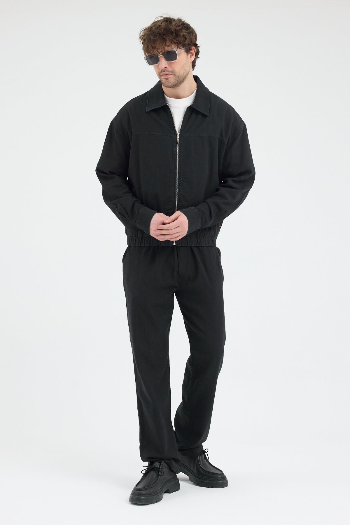 Cosplay %100 Pamuk Yıkamalı Rahat Pantolon Fermuarlı Ceket İnce İkili Takım Cosplay