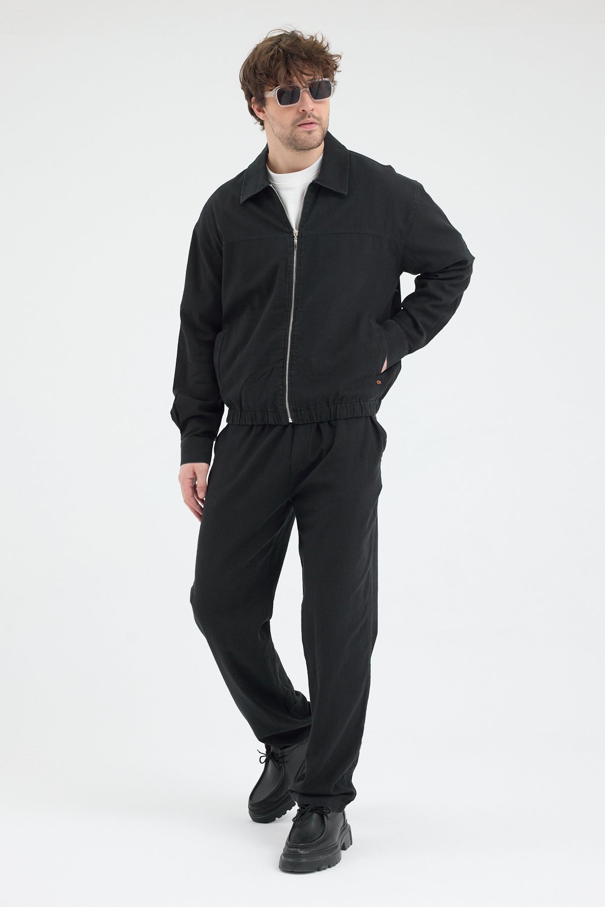 Cosplay %100 Pamuk Yıkamalı Rahat Pantolon Fermuarlı Ceket İnce İkili Takım Cosplay