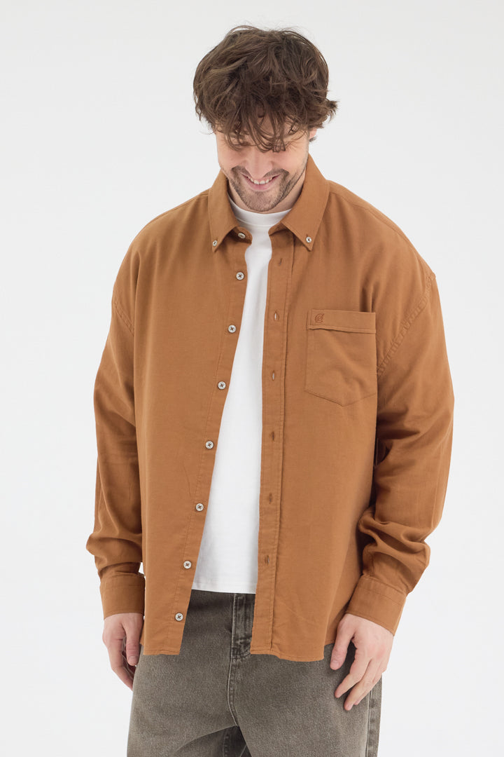 Cosplay Erkek Bambu Şamre Relax Fit Rahat Kesim Tek Cepli Uzun Kol Gömlek Cosplay