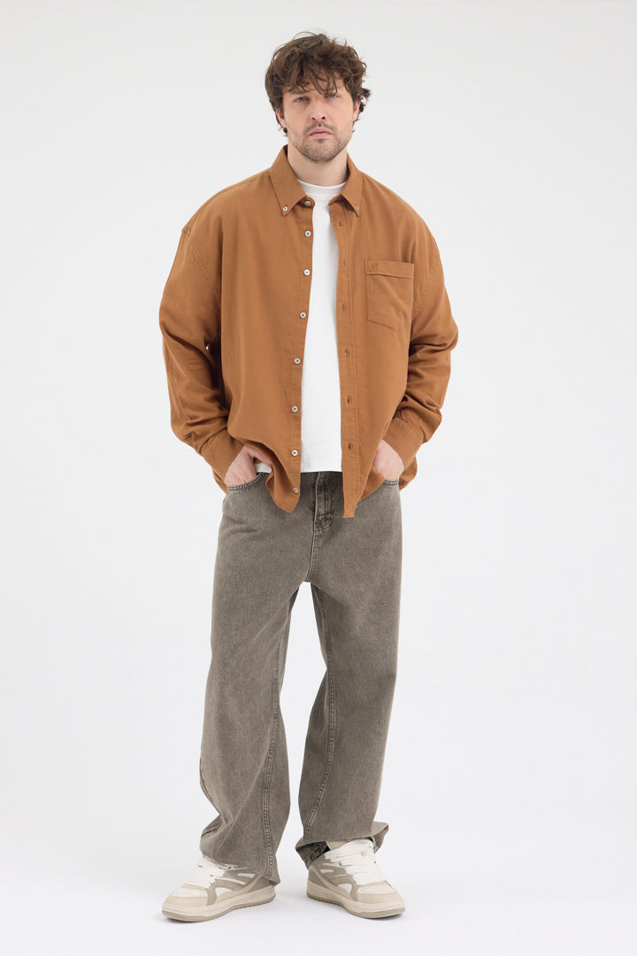 Cosplay Erkek Bambu Şamre Relax Fit Rahat Kesim Tek Cepli Uzun Kol Gömlek Cosplay