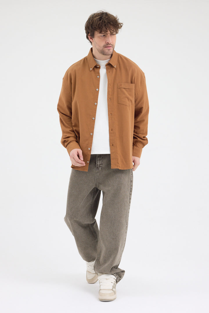 Cosplay Erkek Bambu Şamre Relax Fit Rahat Kesim Tek Cepli Uzun Kol Gömlek Cosplay