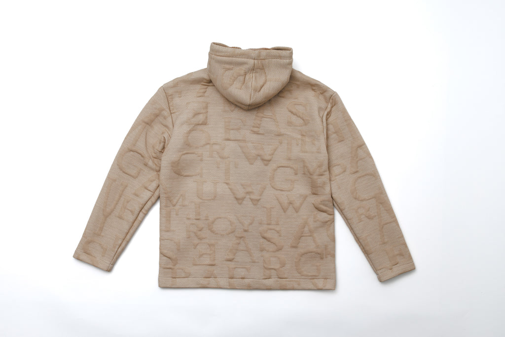 Steppe Rider Erkek Oversize Kalın Örme Fermuarlı Kapüşonlu Harf Desenli Örme Ceket Overshirt