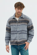 Steppe Rider Erkek Oversize Kalın Kışlık Etnik Kilim Desenli Ceket Gömlek Overshirt