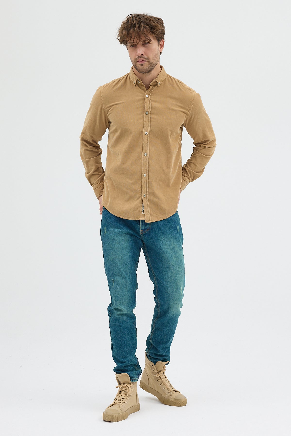 Cosplay Büyük Beden Erkek Relax Fit Kadife Uzun Kollu Gömlek Cosplay