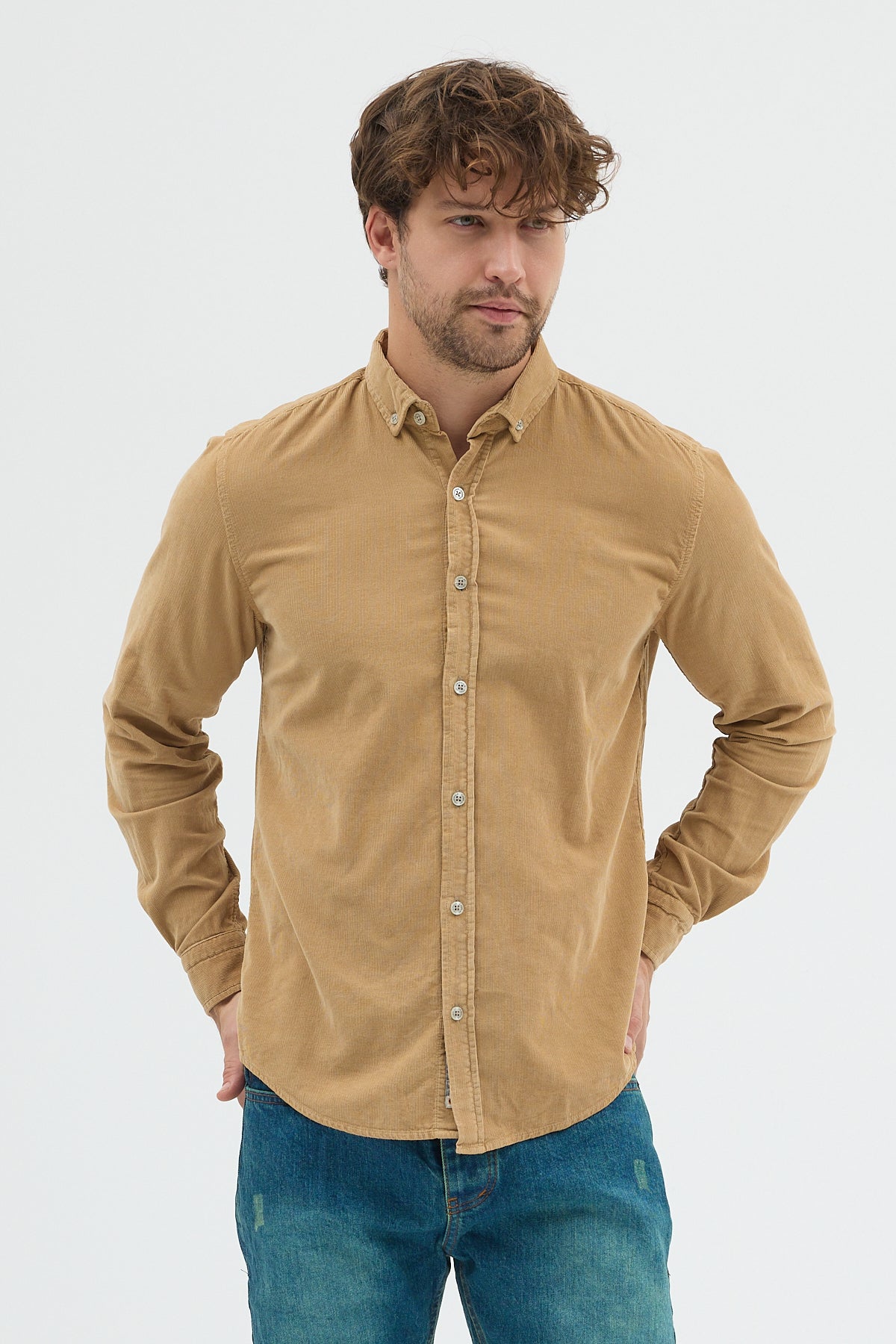 Cosplay Büyük Beden Erkek Relax Fit Kadife Uzun Kollu Gömlek Cosplay