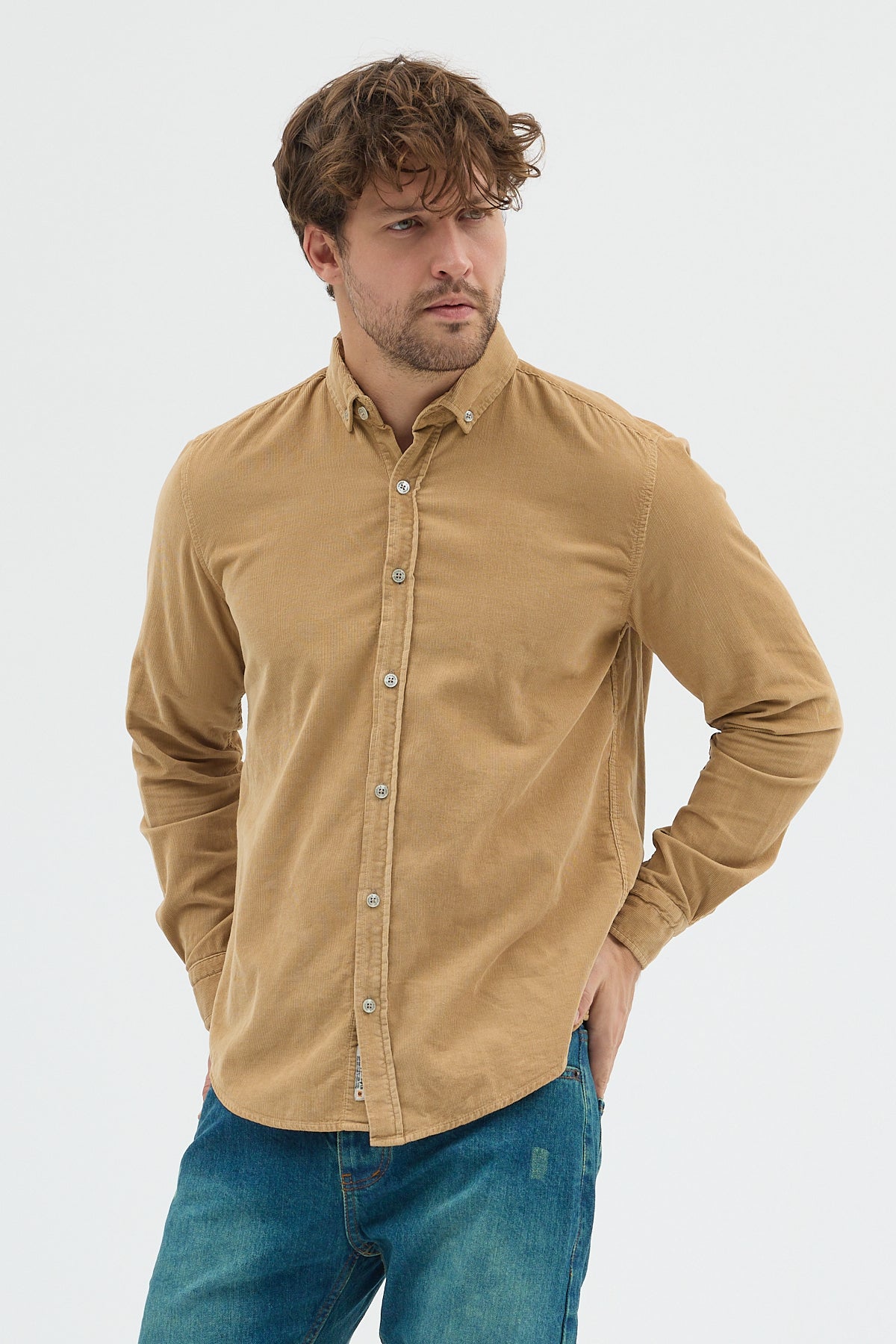 Cosplay Büyük Beden Erkek Relax Fit Kadife Uzun Kollu Gömlek Cosplay