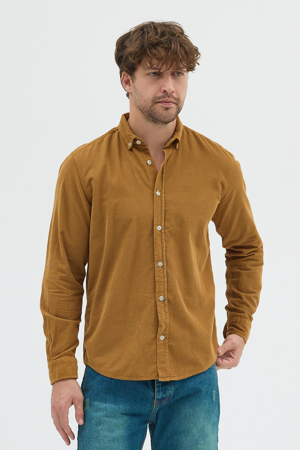 Cosplay Erkek Relax Fit Kadife Uzun Kollu Gömlek