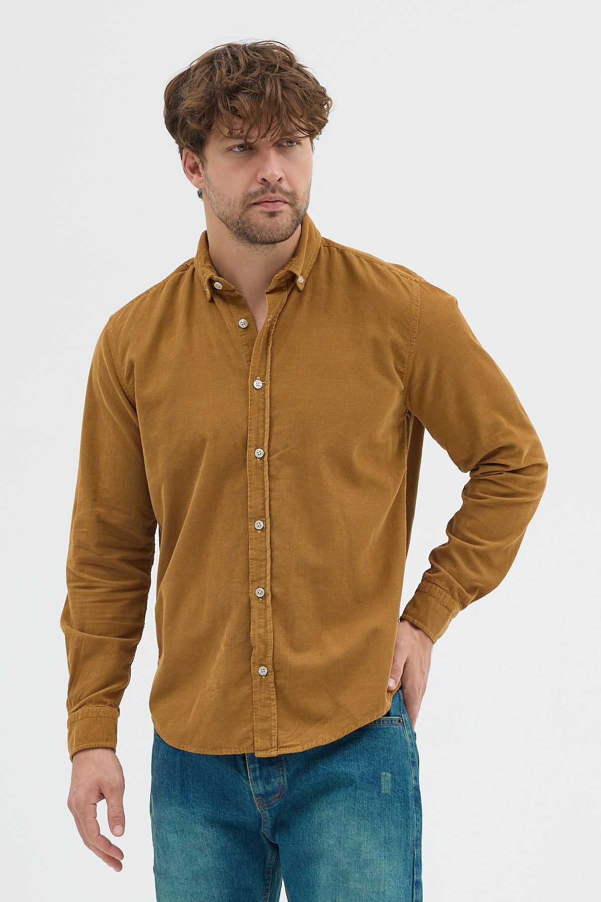 Cosplay Büyük Beden Erkek Relax Fit Kadife Uzun Kollu Gömlek Cosplay