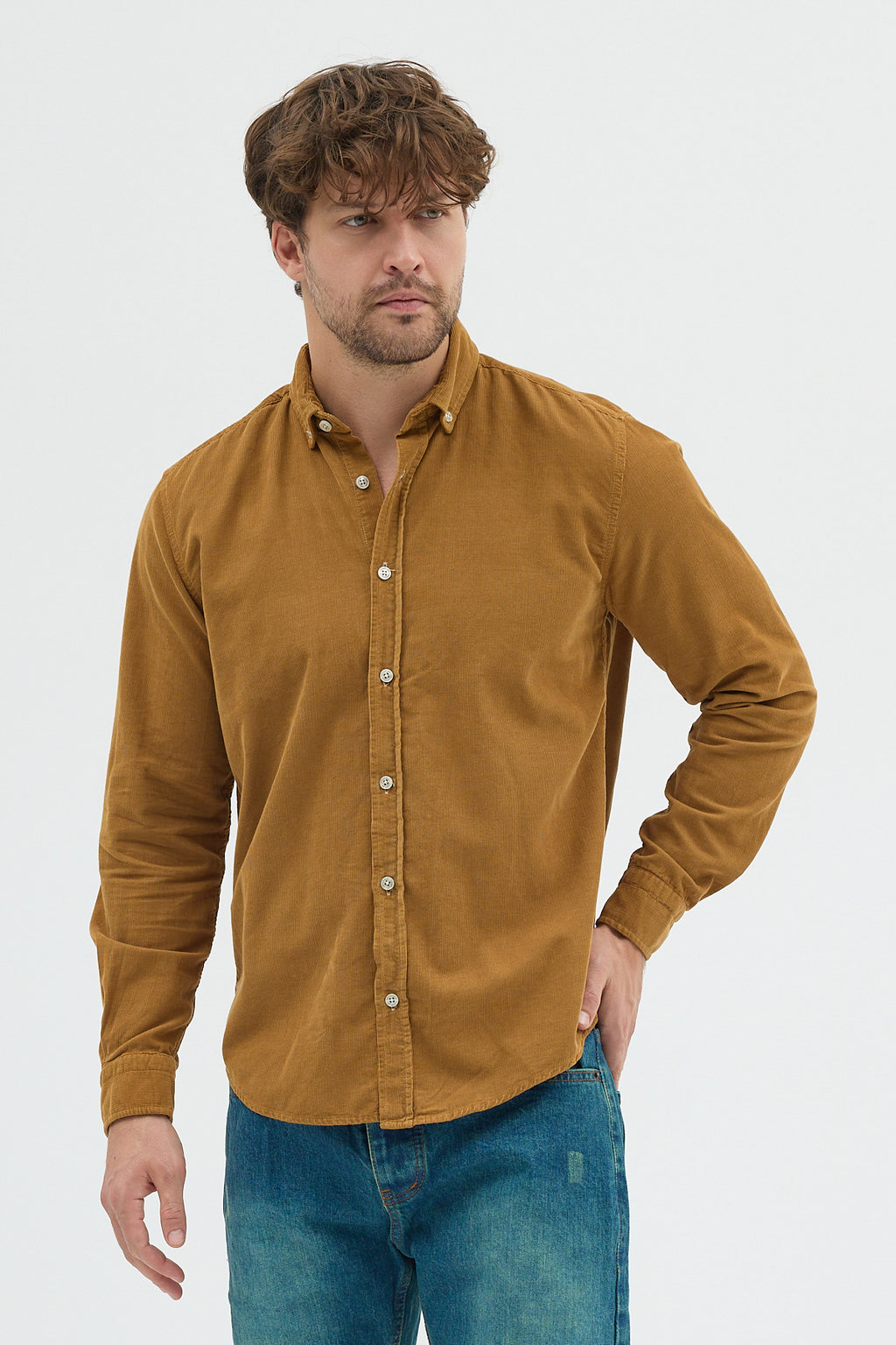 Cosplay Erkek Relax Fit Kadife Uzun Kollu Gömlek