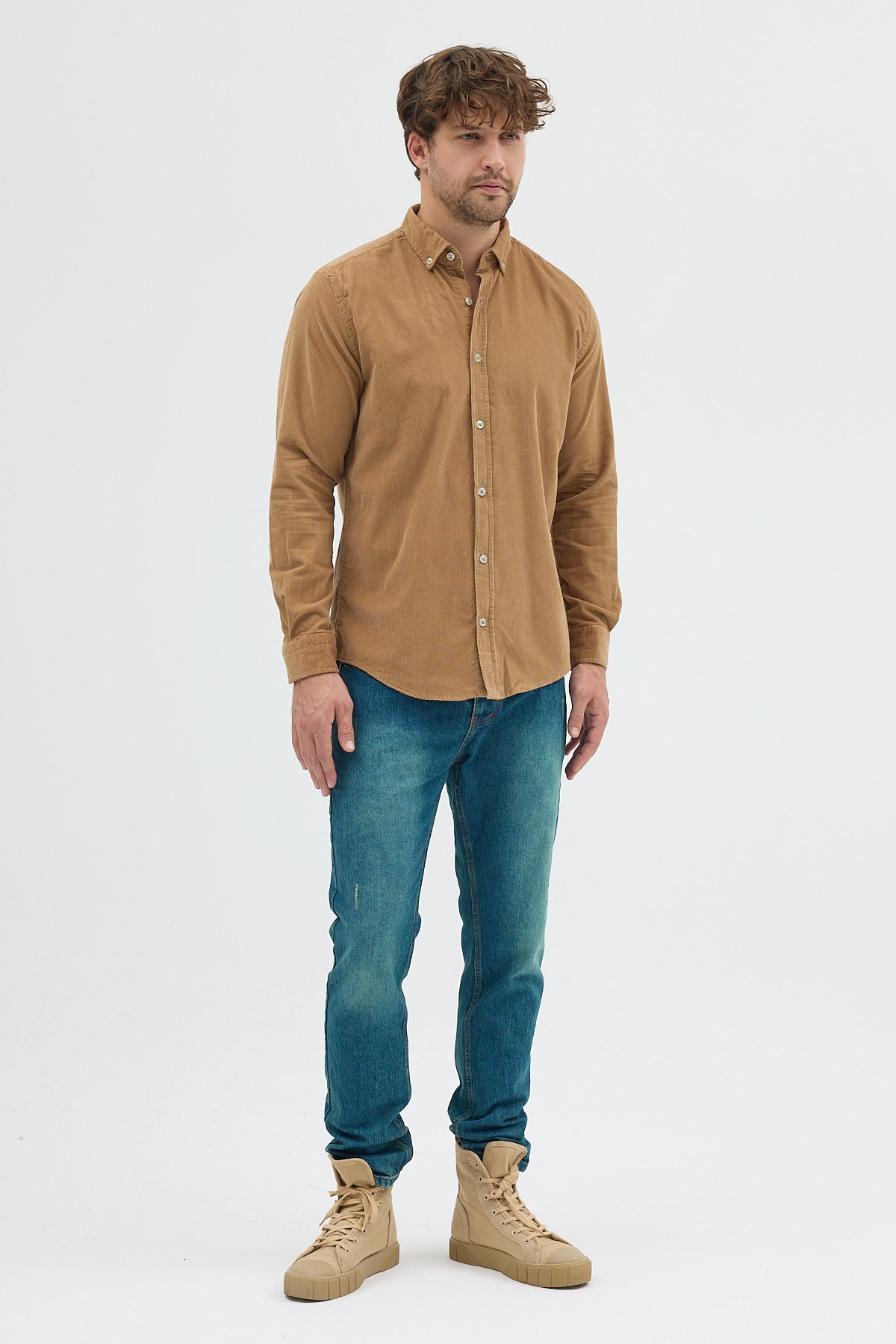 Cosplay Büyük Beden Erkek Relax Fit Kadife Uzun Kollu Gömlek Cosplay