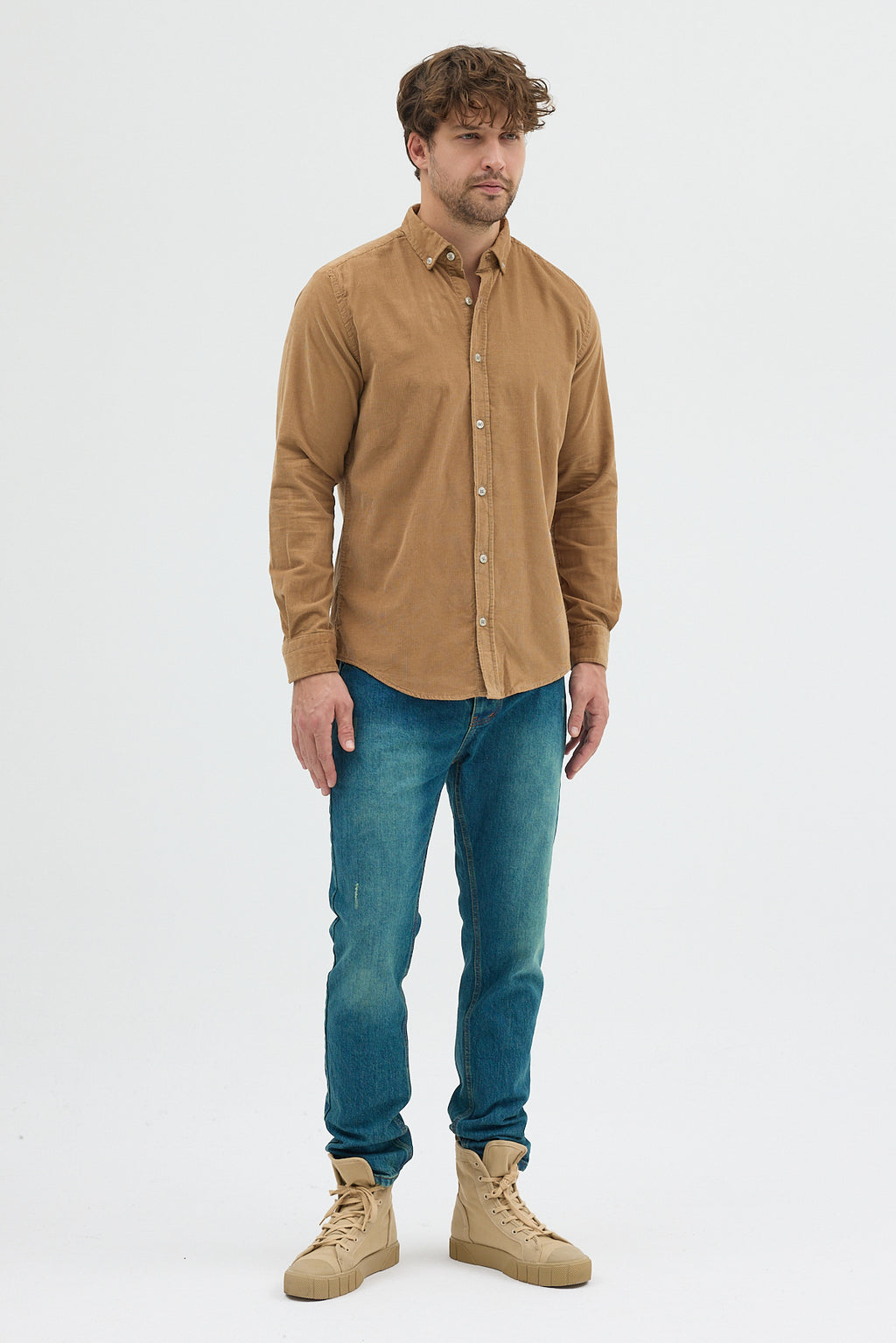 Cosplay Erkek Relax Fit Kadife Uzun Kollu Gömlek