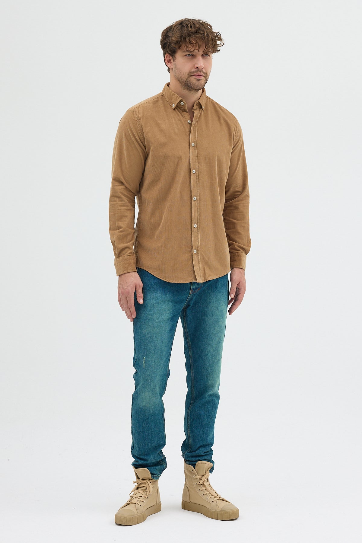 Cosplay Erkek Relax Fit Kadife Uzun Kollu Gömlek